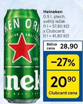 Pivo světlý ležák Heineken