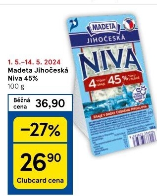 Sýr Niva Jihočeská 45% Madeta