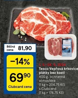 Vepřová krkovice bez kosti Tesco