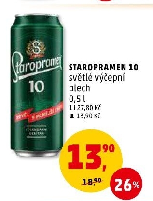 Pivo světlé výčepní 10° Staropramen