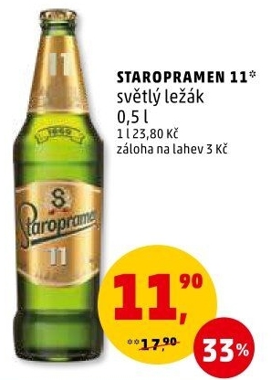 Pivo světlý ležák 11° Staropramen