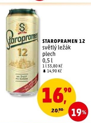 Pivo světlý ležák 12° Staropramen