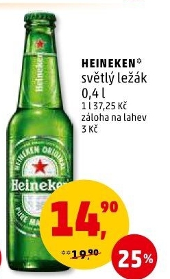Pivo světlý ležák Heineken