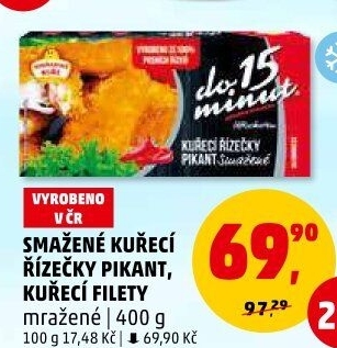 Řízečky kuřecí smažené mražené Pikant Vodňanské kuře