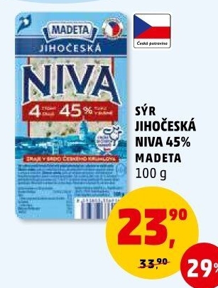 Sýr Niva Jihočeská 45% Madeta