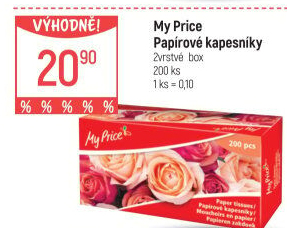 Papírové kapesníčky 2vrstvé My Price - box