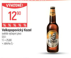 Pivo světlé výčepní 10°Velkopopovický Kozel