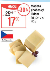 Sýr Eidam Jihočeský 20% Madeta