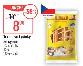 Tyčinky trvanlivé se sýrem a solí Havlík