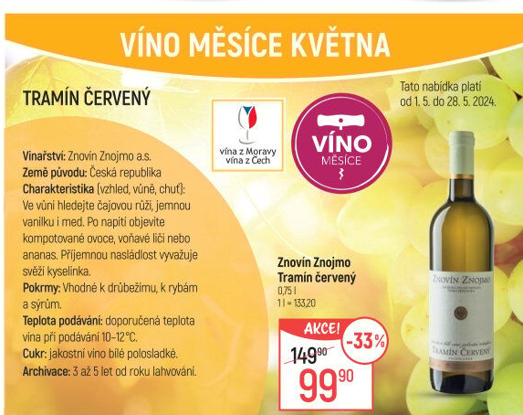 Víno Tramín červený Znovín Znojmo