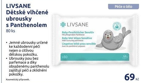 Dětské vlhčené ubrousky Livsane