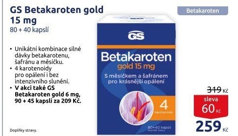 Doplněk stravy Betakaroten gold s měsíčkem a šafránem 15 mg GS