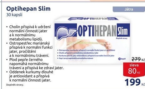 Doplněk stravy pro normální činnost jater Optihepan Slim