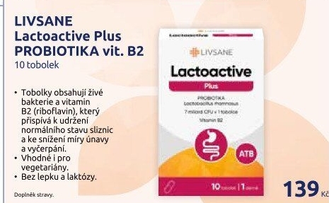 Probiotika Lactoactive Plus + B2 Livsane