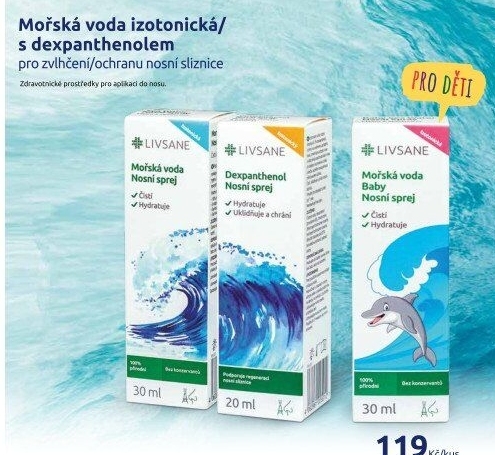 Sprej nosní Mořská voda izotonická Livsane