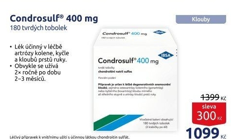 Tablety k léčbě artrózy Condrosulf 400 IBSA