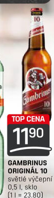 Pivo světlé výčepní Originál 10° Gambrinus