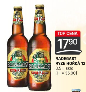 Pivo světlý ležák 12° Ryze hořká Radegast