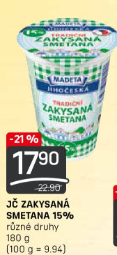 Smetana zakysaná Jihočeská Madeta 15%
