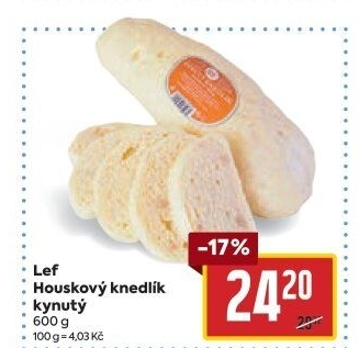 Knedlík houskový kynutý Lef