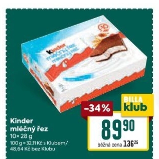 Řez mléčný Kinder