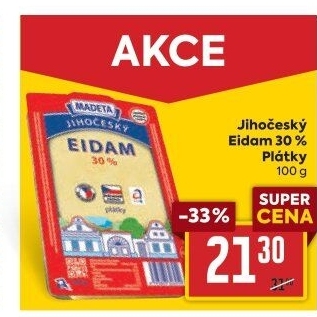 Sýr Eidam Jihočeský 30% Madeta