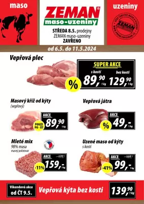 akční leták ZEMAN maso - uzeniny 6.5.2024-11.5.2024