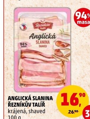 Anglická slanina shaved Řezníkův talíř