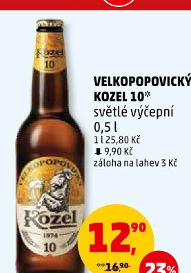 Pivo světlé výčepní 10°Velkopopovický Kozel