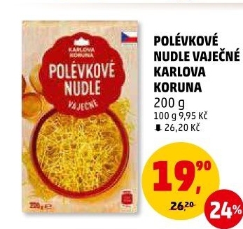 Polévkové nudle vaječné Karlova Koruna