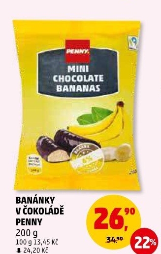 Tyčinka Banány v čokoládě Penny