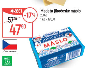 Máslo Jihočeské Madeta