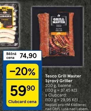 Klobásy Griller Grill Master Tesco