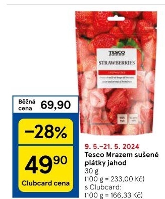 Mrazem sušené jahody Tesco