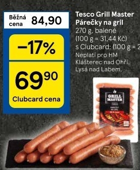 Párečky na gril Grill Master Tesco