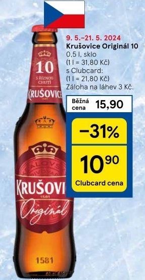Pivo světlé výčepní Originál Královská 10° Krušovice