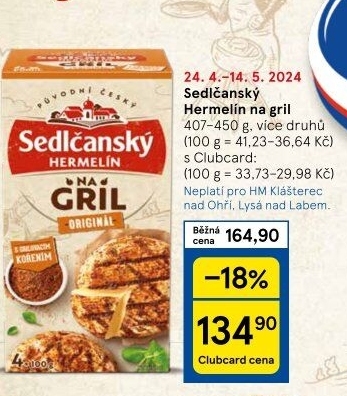 Sýr Hermelín na gril Sedlčanský