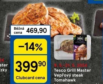 Vepřový steak Tomahawk Grill Master Tesco