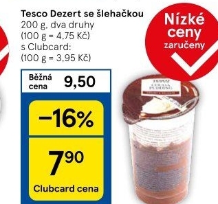 Dezert pudink se šlehačkou Tesco