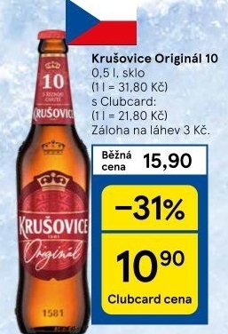 Pivo světlé výčepní Originál Královská 10° Krušovice