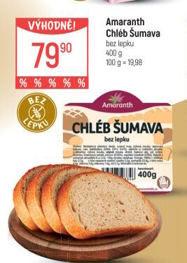 Chléb bez lepku Šumava Amaranth