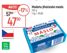 Máslo Jihočeské Madeta