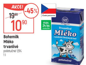 Mléko trvanlivé Bohemilk - 1,5% polotučné