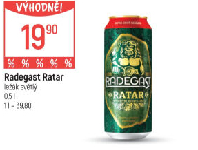 Pivo světlý ležák Ratar Radegast