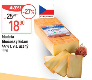 Sýr Eidam uzený 44% Jihočeský Madeta