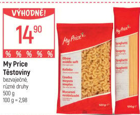Těstoviny bezvaječné My Price