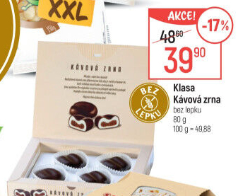 Kávová zrna bez lepku Klasa Pekárny a cukrárny Klatovy