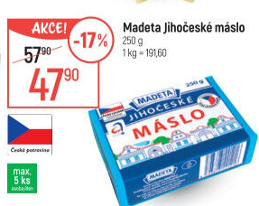 Máslo Jihočeské Madeta