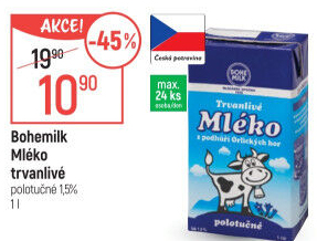Mléko trvanlivé Bohemilk - 1,5% polotučné