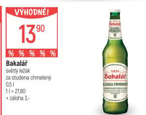 Pivo světlý ležák za studena chmelený Bakalář